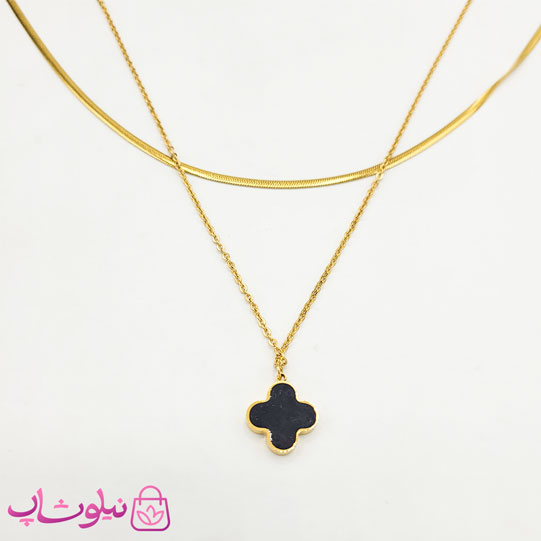 گردنبند دخترانه دو ردیفه طرح ونکلیف دورو کد 2493 — تصویر ۲