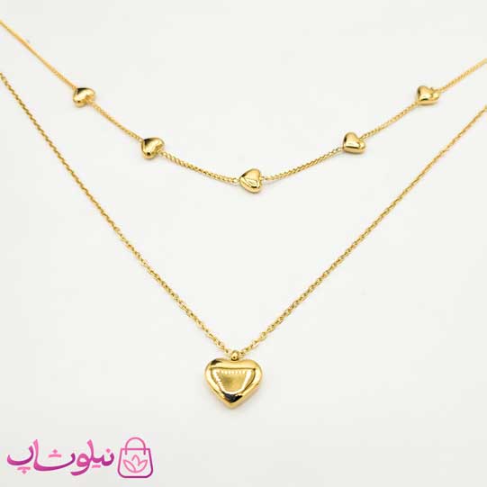 گردنبند دخترانه قلبی دو ردیفه