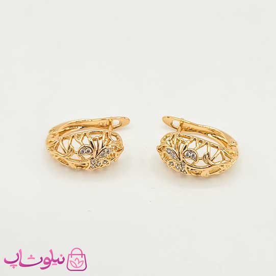 گوشواره زنانه ژوپینگ نگیندار طرح طلا — تصویر ۲