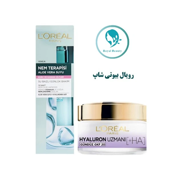 پک ژل آبرسان پوست خشک و کرم ضد پیری روز لورال HYALURON