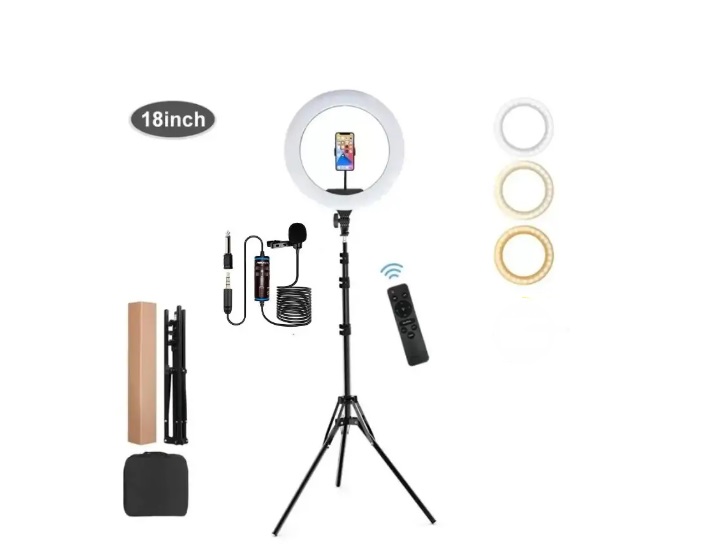 کیت بلاگری 2023 رینگ لایت هیرو مدل KY-BK 416 + سه پایه (45 سانتی متر 96 وات) + میکروفن HERO RING LIGHT KY-BK416 + STAND+K8 KIT — تصویر ۲