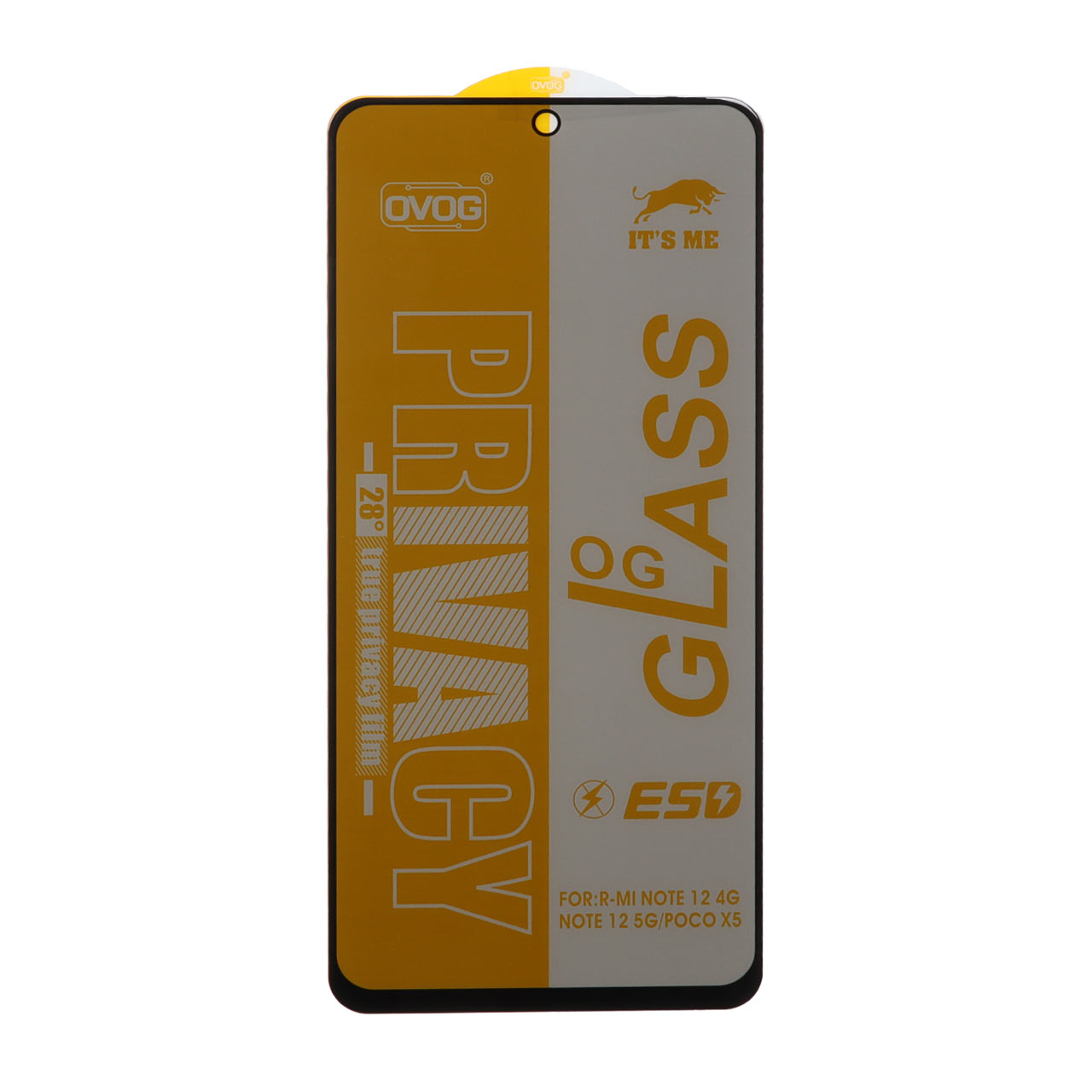 محافظ صفحه نمایش شیشه ای درجه یک Full Cover Privacy OG – ESD OVOG مدل Xiaomi Redmi Note 12 4G / Redmi Note 12 5G / Poco X5 / Honor X8 / X8A / X10 / Realme 11 / Oppo A98 / Oppo A58 / Note 12R Pro