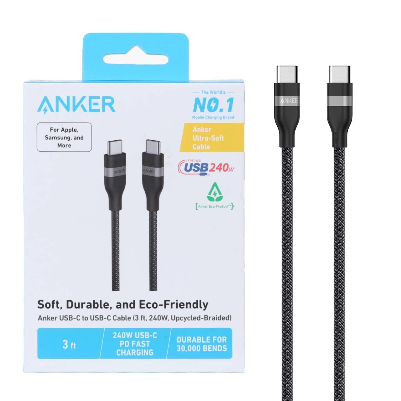 کابل شارژ PD و فست 0.9 متری ANKER Type-C To Type-C مدل A82E2611 240W – مشکی (گارانتی شش ماهه ایویز)