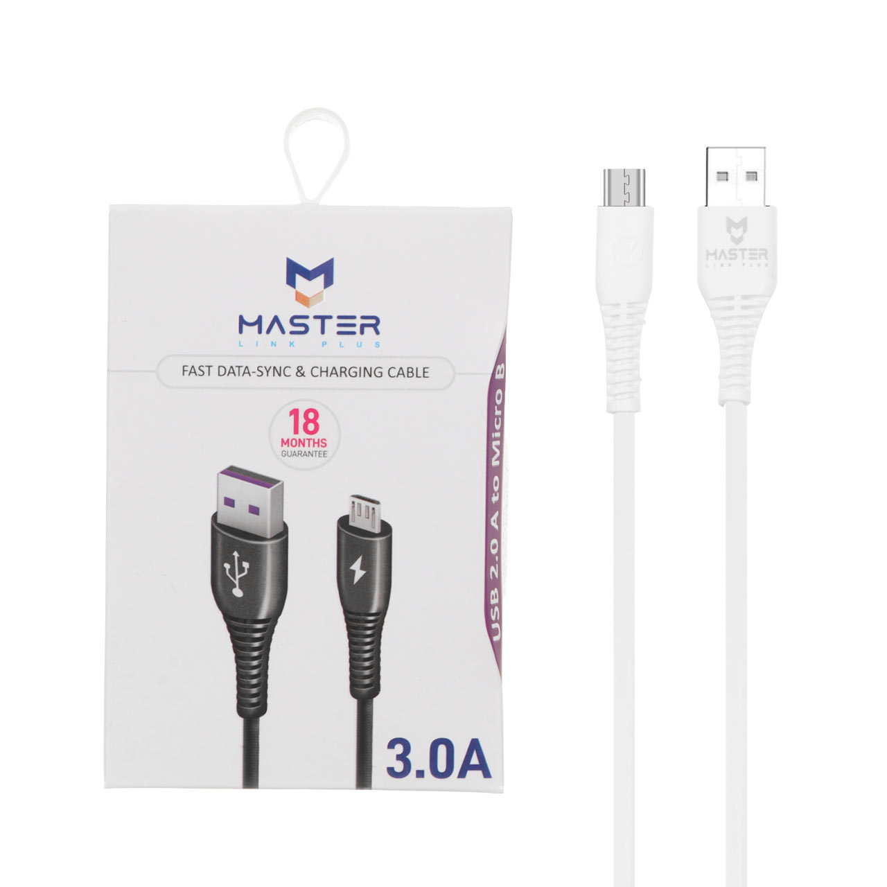 کابل شارژ فست اندروید MASTER مدل ETM 005 – سفید — تصویر ۲
