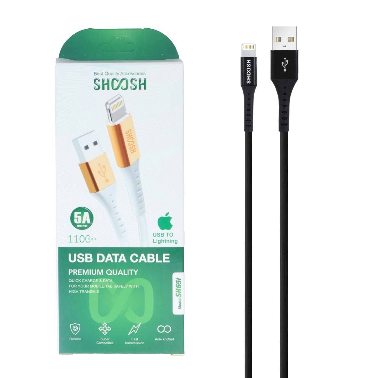 کابل شارژ 1.1 متری فست آیفون Shoosh مدل SH65i – مشکی – SMO