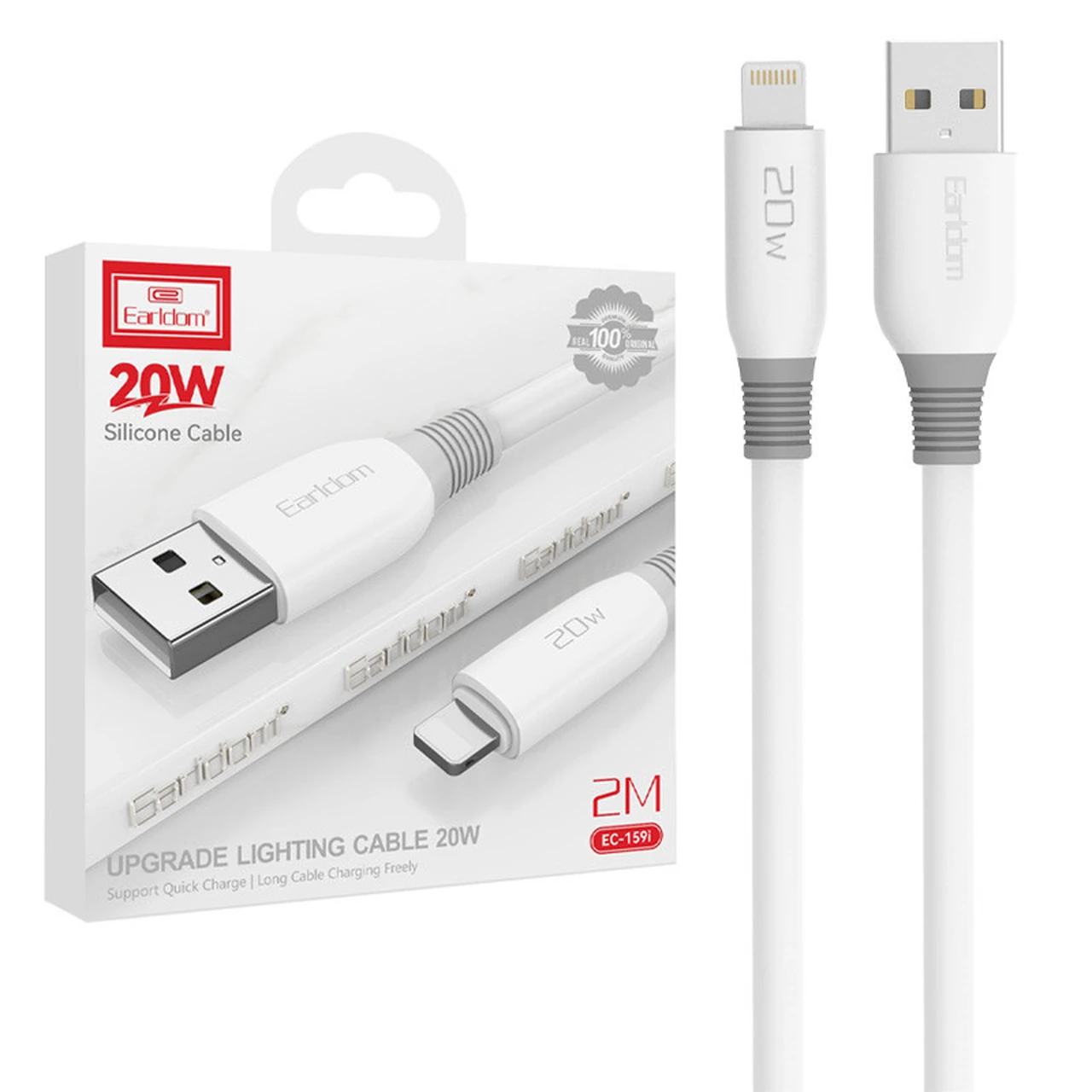 کابل شارژ 2 متری آیفون Earldom مدل EC-159i 20W – سفید