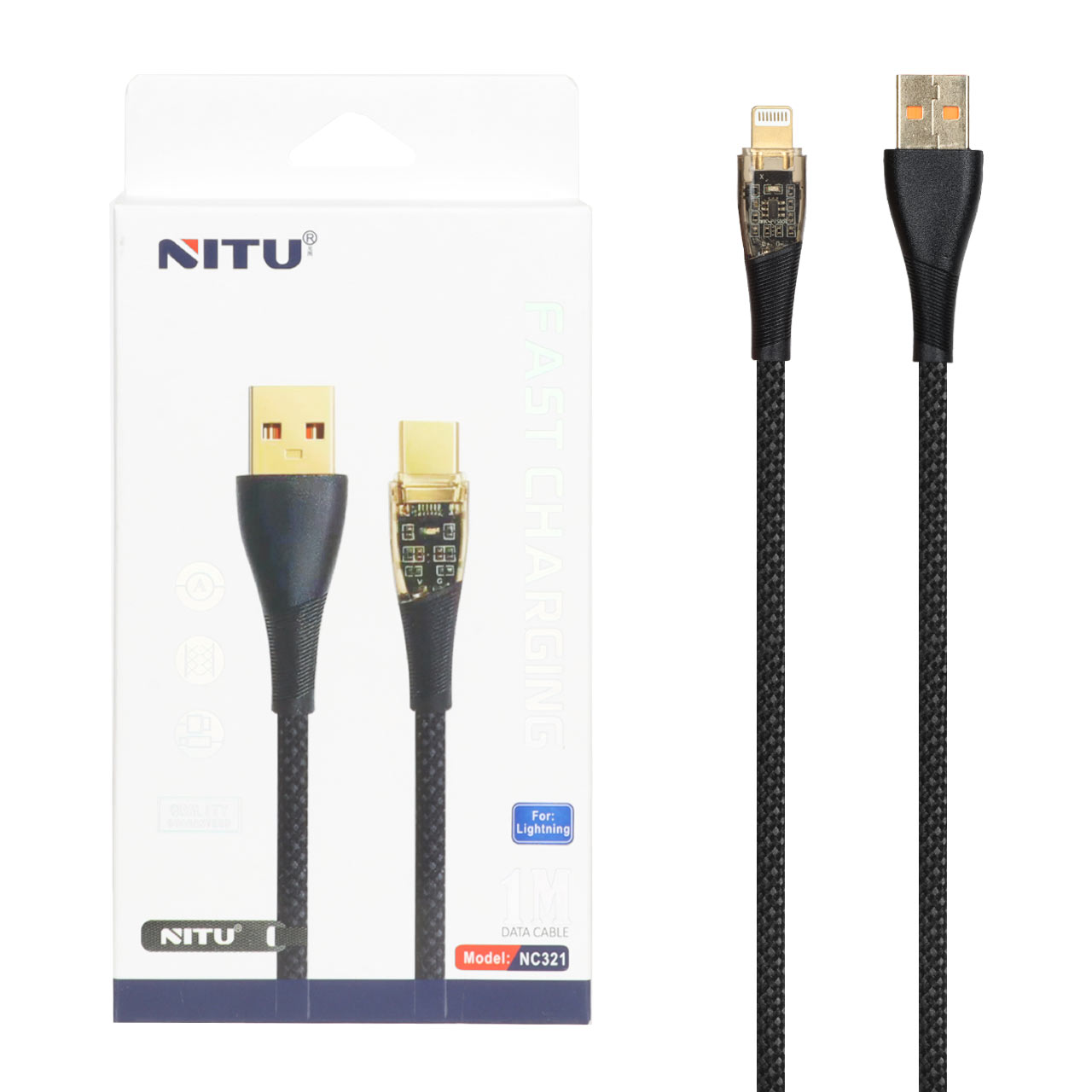 کابل شارژ فست آیفون NITU مدل NC321 – مشکی (گارانتی 18 ماه تعویض نیکان همراه)