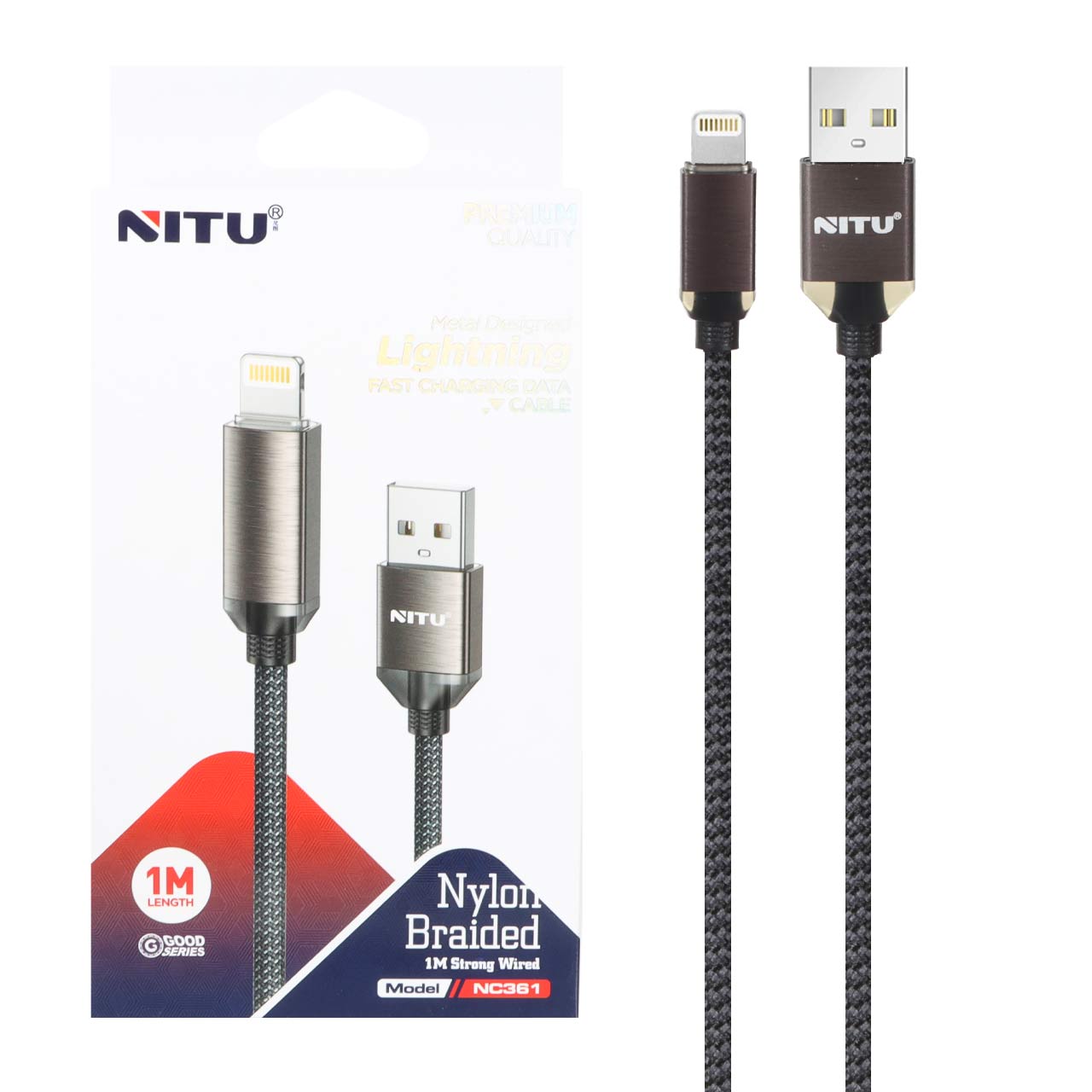 کابل شارژ فست آیفون Nitu مدل NC361 – مشکی (گارانتی 12 ماه تعویض نیکان همراه)