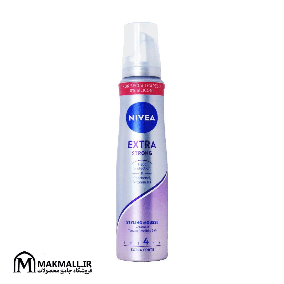 فوم حالت دهنده مو نیوآ اکسترا استرانگ حجم 150 میل | Nivea Extra Strong Styling Mousse 150ml Silicone-Free