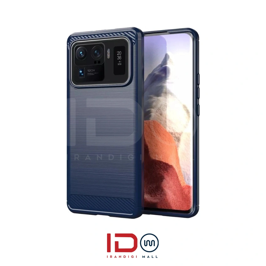 قاب فیبر کربن گوشی شیائومی مدل Xiaomi 11 Ultra برند rugged armor رنگ آبی
