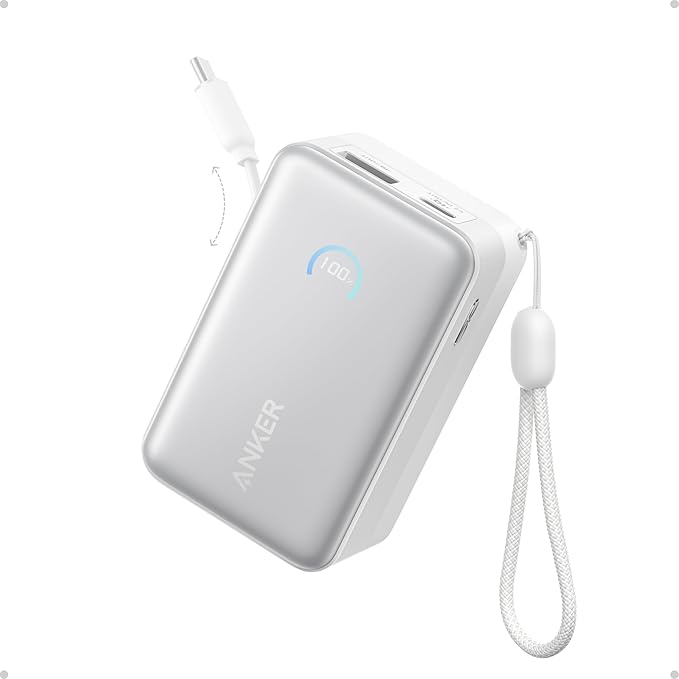 پاوربانک انکر Anker Nano Portable Charger, 45W 10000mAh with 2.3 ft Retractable Cable