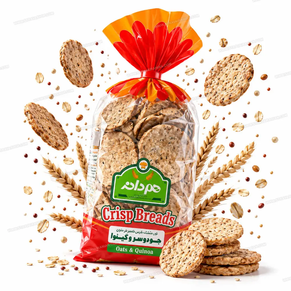 نان چیپسی طعم دار حاوی جو دوسر و کینوا هم دانه با بهترین قیمت + خرید