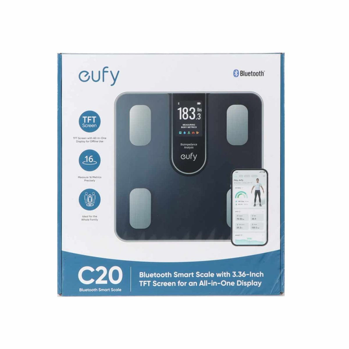 ترازو هوشمند ANKER مدل Eufy C20 T9130011 – مشکی (گارانتی 18ماهه حافظه طلایی ایستا)