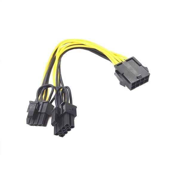 کابل تبدیل برق گرافیک 8 پین نر به دو 8 پین ماده