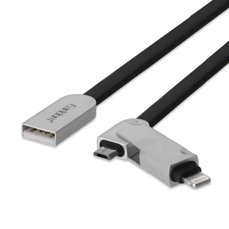 کابل تبدیل USB به لایتنینگ و microUSB ارلدام مدل ET-ZA015 به طول 1 متر