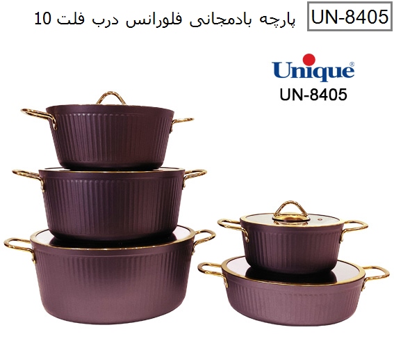 سرویس قابلمه 10 پارچه بدنه بادمجانی فلورانس یونیک کد UN-8405