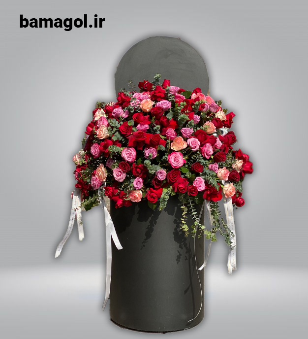 باکس گل رز حجیم صورتی قرمز – کد 1124