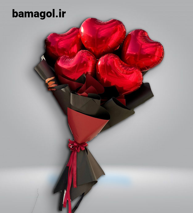 دسته گل طرح قلب ولنتاین بادکنک کد 0072 — تصویر ۲