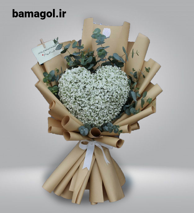 دسته گل ژیپسوفیلیا طرح قلب سایز متوسط کد 0064