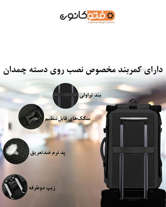 کوله پشتی مسافرتی Bange BG-1810 با کیف دوشی کوچک جداشونده — تصویر ۵