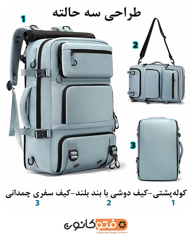 کوله پشتی مسافرتی Bange BG-1810 با کیف دوشی کوچک جداشونده — تصویر ۸