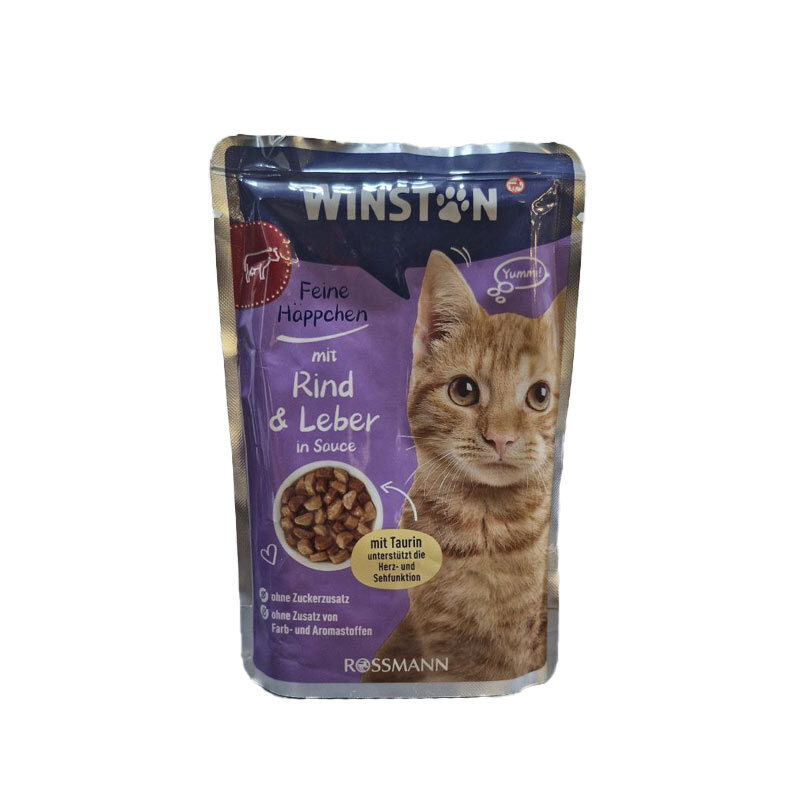 پوچ گربه وینستون با طعم گوشت گاو و جگر 100 گرمی | Winston Beef &amp; Liver 100gr