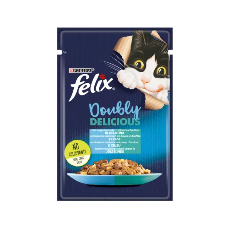پوچ گربه فلیکس سالمون و ماهی ساردین 85 گرم (ترک) اصلی | Felix pouch salmon&amp; sardine 85 gr