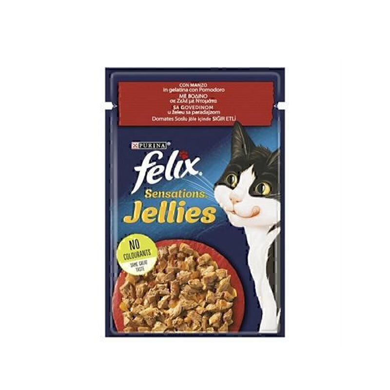 پوچ گربه فلیکس پورینا فرانسه طعم گوشت و گوجه در ژله 85 گرم ا Felix Purina Beef & Tomato 85g