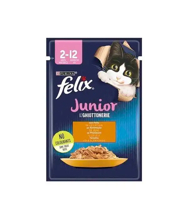 پوچ بچه گربه جونیور فلیکس پورینا با طعم مرغ اصلی (ترکیه) ا Felix junior Chicken 85g