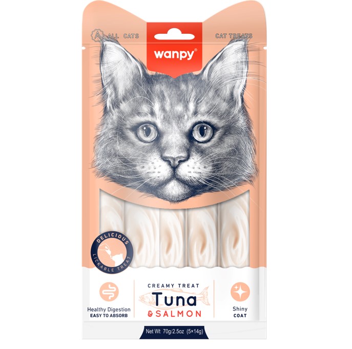 بستنی گربه ونپی با طعم ماهی تن و سالمون بسته ۵ عددی | Wanpy Tuna and Salmon Cat Ice Cream