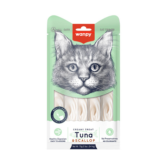 بستنی گربه ونپی با طعم ماهی تن و صدف بسته ۵ عددی | Wanpy Tuna and scallop Cat Ice Cream