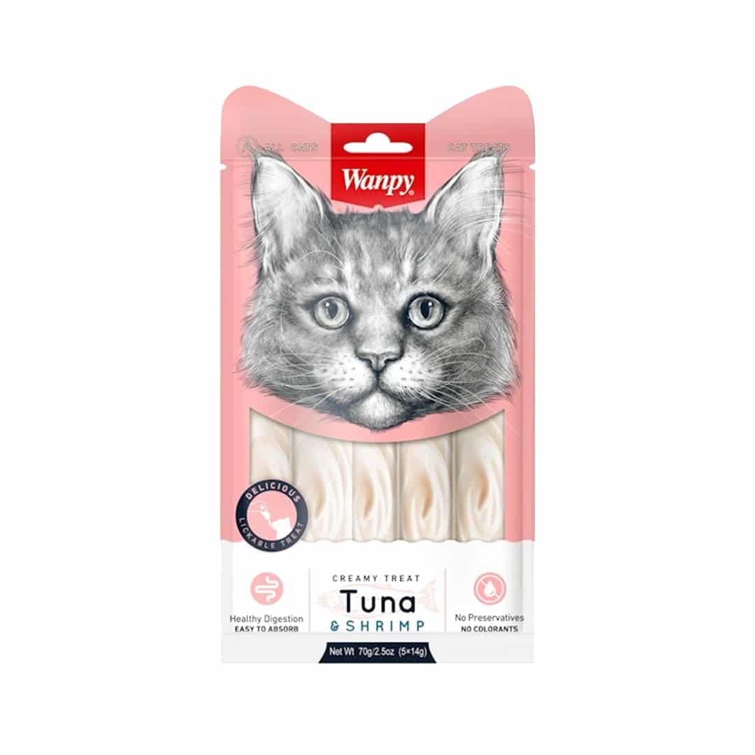 بستنی گربه ونپی با طعم ماهی تن و میگو بسته ۵ عددی | Wanpy Tuna and Shrimp Cat Ice Cream