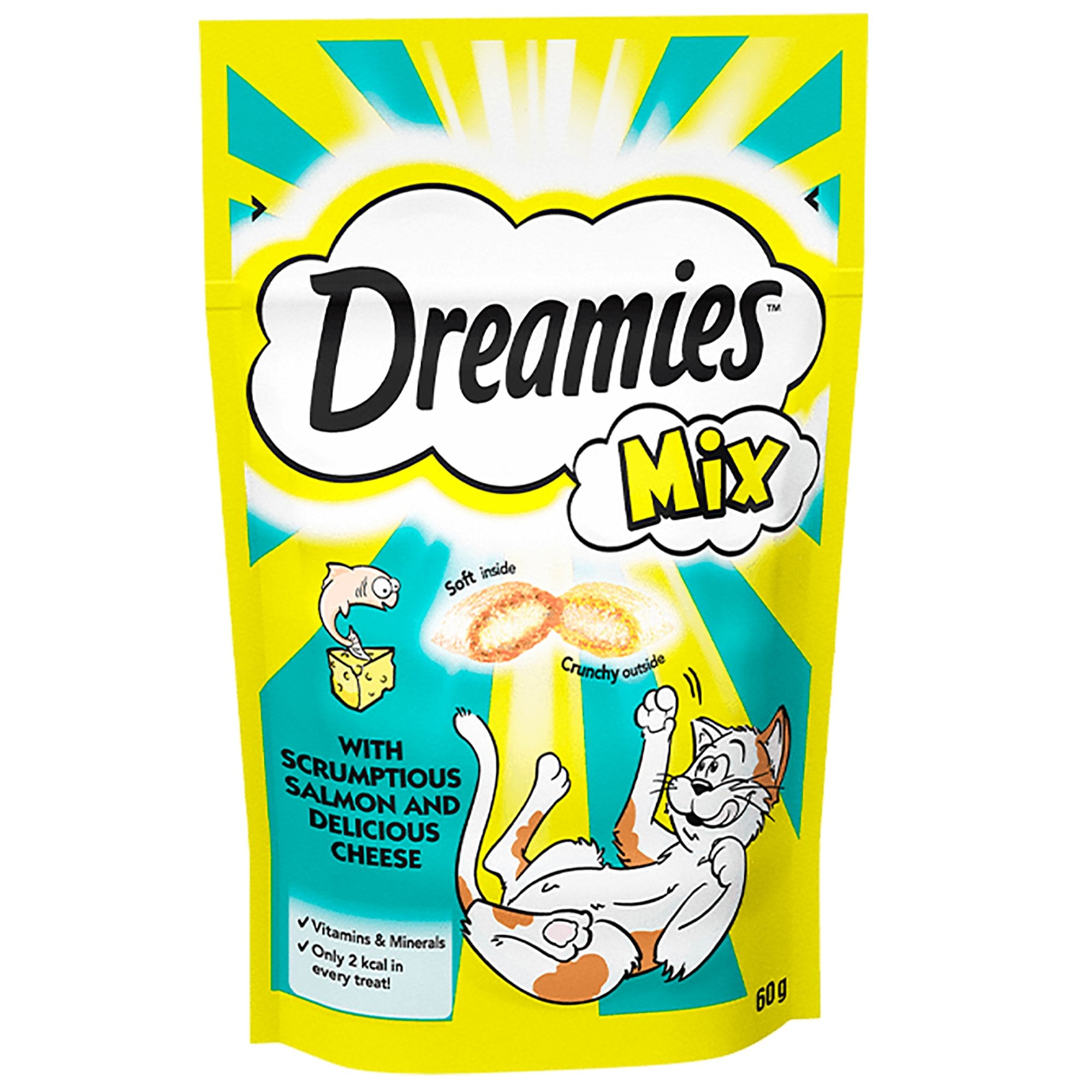 تشویقی گربه دریمیز طعم ماهی سالمون و پنیر 60 گرم ا Dreamies Treat With salmon &amp; cheese 60g