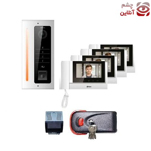 پکیج آیفون تصویری 4 واحدی حافظه دار اثر انگشتی – یوتاب – برایتون مدل 4330-5004