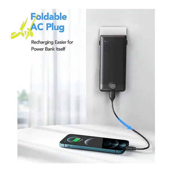 پاوربانک برند ورورک مدل VRURC ۱۰۰۰۰mAh Portable Charger with Built-In Cables and AC Wall Plug — تصویر ۵