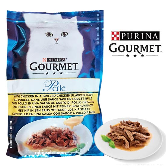 پوچ گربه گورمت مرغ در سس گروی 85 گرم