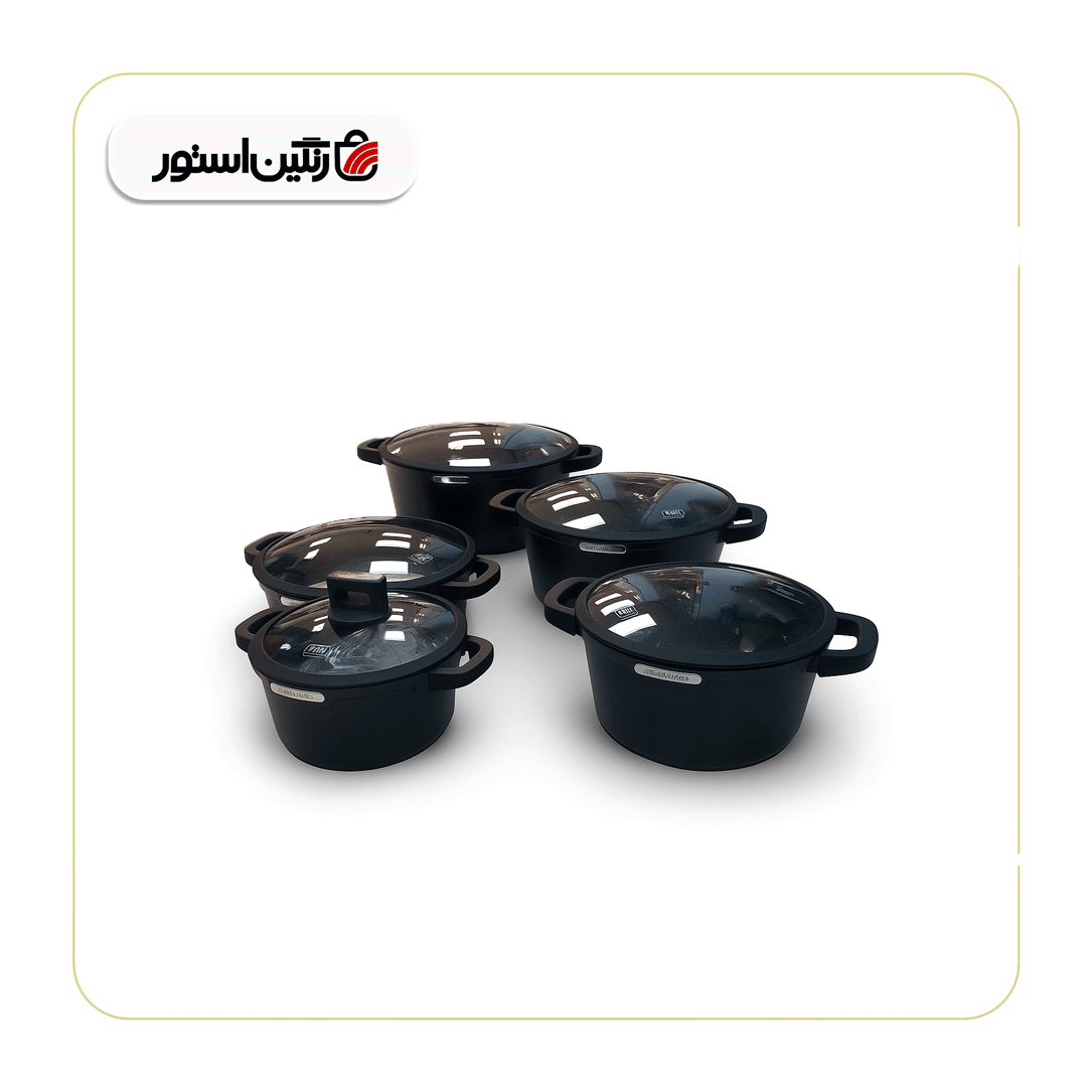 سرویس قابلمه ۱۰ پارچه Zio مشکی گرد مدل ۸۶۱۰