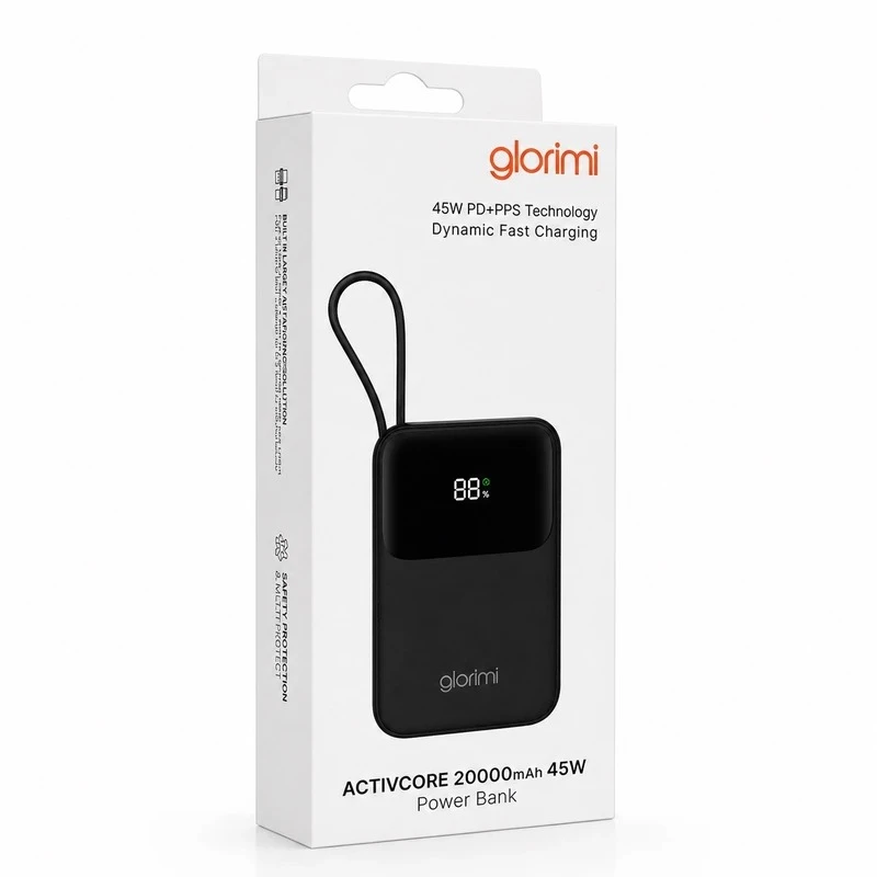 پاوربانک گلوریمی مدل ACTIVECORE با ظرفیت 20000mAh و توان 45W — تصویر ۵