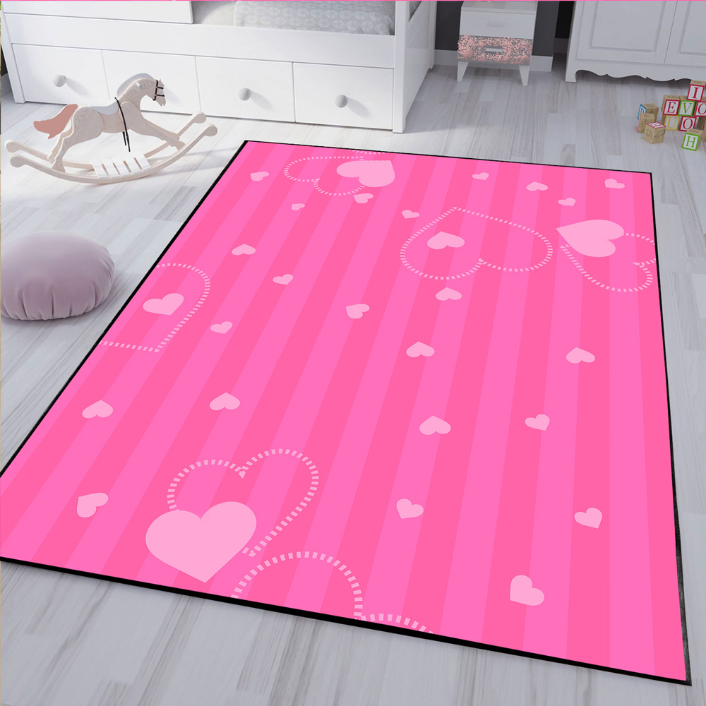 فرش چاپی طرح ساده قلب دار دخترانه WA-2673s2