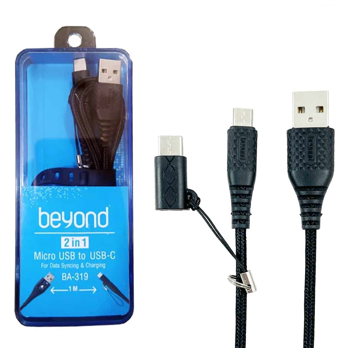 کابل تبدیل USB به MicroUSB / USB-C بیاند مدل BA-319 طول 1متر