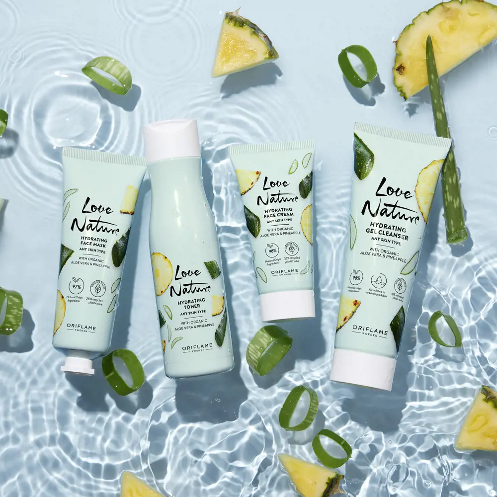 کرم صورت آبرسان لاونیچر با آلوئه‌ورا و آناناس اوریفلیم Love Nature Hydrating Face Cream with Organic Aloe Vera & Pineapple — تصویر ۷