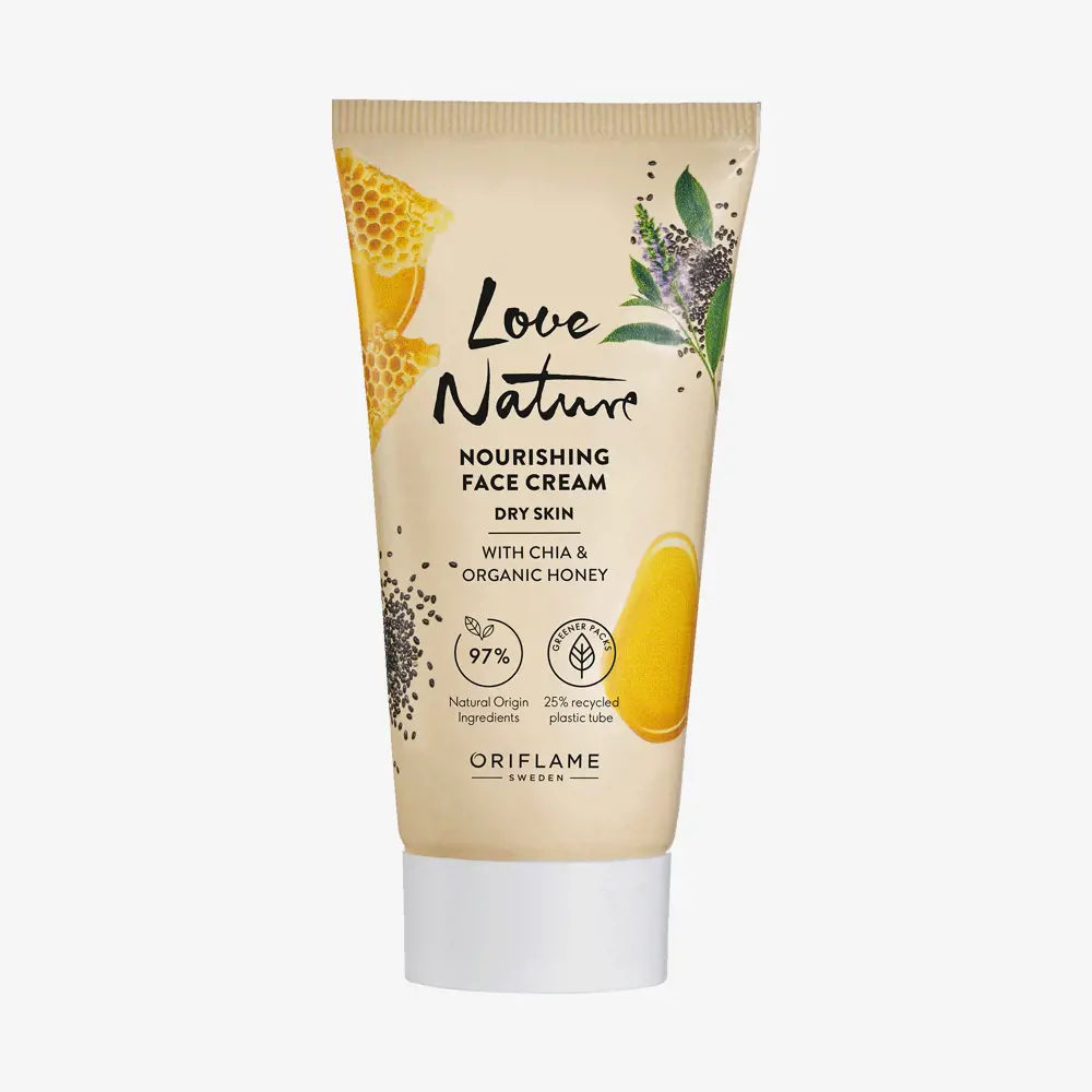 کرم صورت تغذیه‌کننده لاونیچر با چیا و عسل ارگانیک اوریفلیم Love Nature Nourishing Face Cream with Chia & Organic Honey