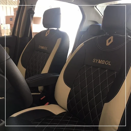 روکش صندلی رنو سیمبل Renault مدل لمسه لوزی+گلدوزی برند R-1108) ECCCO) — تصویر ۳