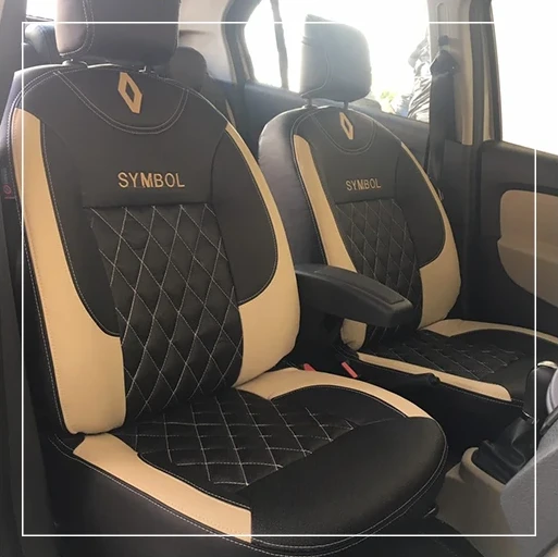 روکش صندلی رنو سیمبل Renault مدل لمسه لوزی+گلدوزی برند R-1108) ECCCO)