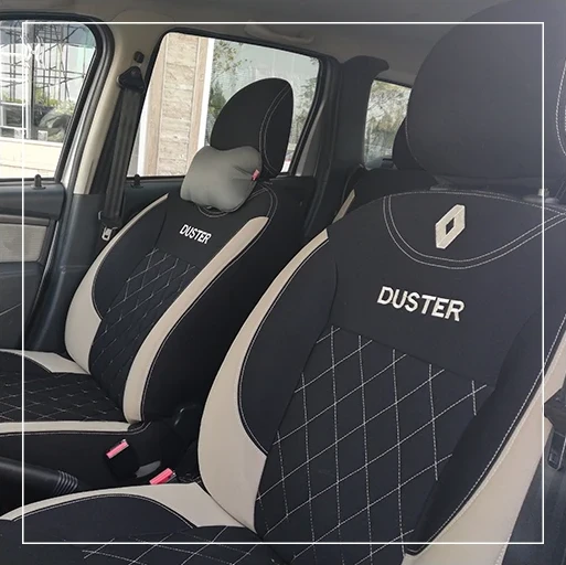 روکش صندلی رنو داستر Renault مدل لمسه لوزی+گلدوزی برند R-1046) ECCCO) — تصویر ۲