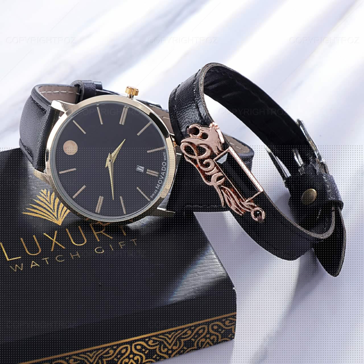 ست ساعتمچی MOVADO و دستبند مدل 853 — تصویر ۳