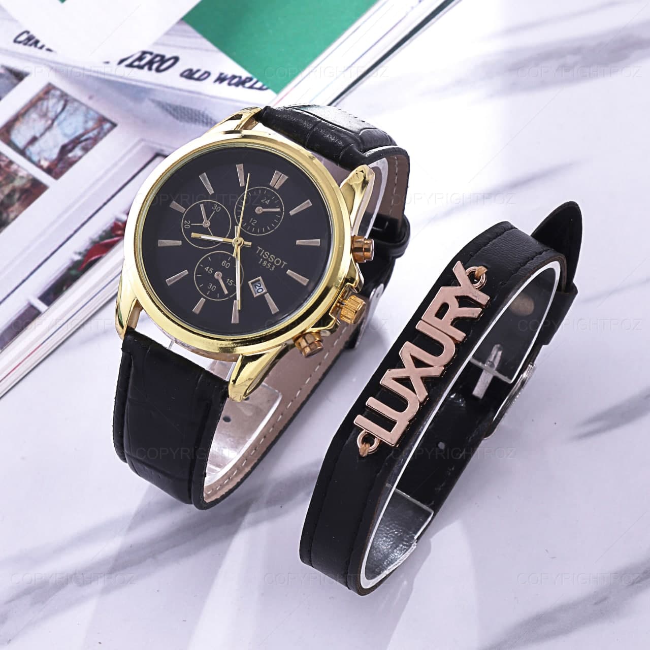ست ساعت مچی و دستبند تیسوت Tissot مدل 753 — تصویر ۳