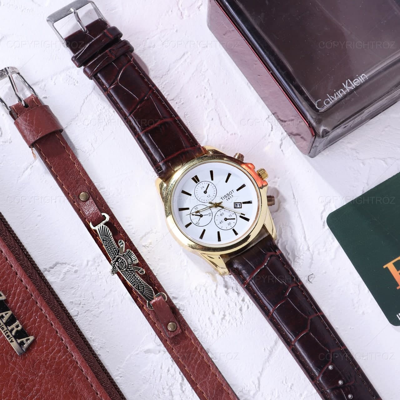 ست ساعت مچی و دستبند تیسوت Tissot مدل 673 — تصویر ۴