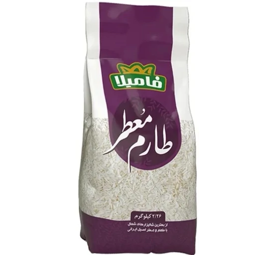 برنج طارم معطر خالص فامیلا وزن 2260 گرم عطر عالی پلاستیک قرمز