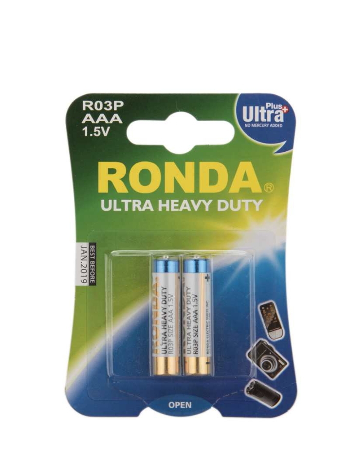 باتری نیم قلمی روندا مدل Ultra plus Ultra Heavy Duty بسته 2 عددی — تصویر ۲